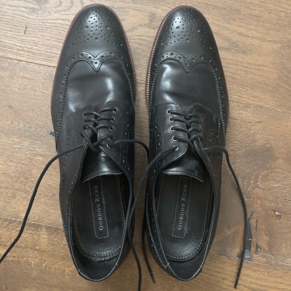GORDON RUSH Black Leather Cap Toe Oxford Lace-Up Shoes Men’s 11.5